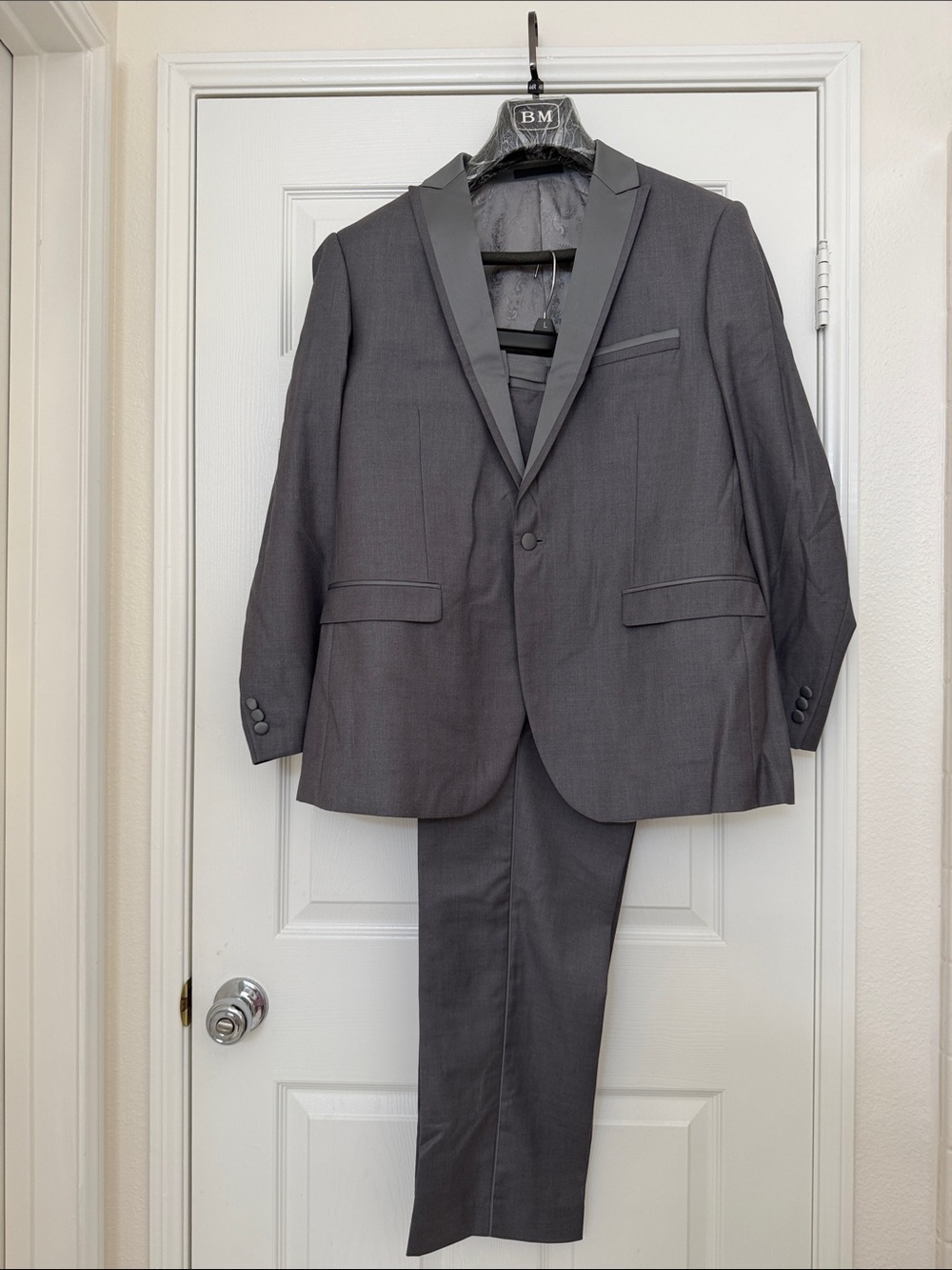 Michaels Slate Gray Two-Piece Suit with Satin Lapel